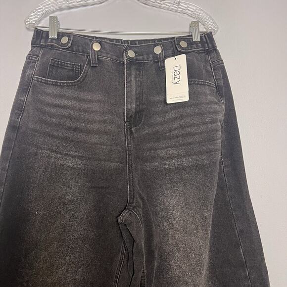 NWT Dazy Women's Black Wide Leg Jeans Boho Elastic Waistband Sz XL - Picture 5 of 15